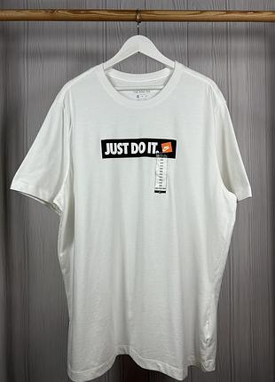 Nike just do it big logo білосніжна футболка з красивим дизайном нова! розмір xxl