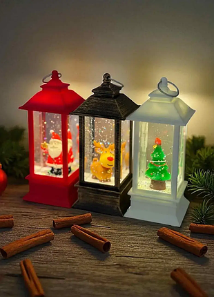 Новогодний led-ночник «сказочный фонарь» с жидкостью и блестками 13 см на