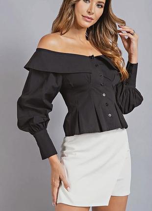 Boohoo новая очаровательная блузка черная с открытыми плечами с бумажной этикеткой большой размер