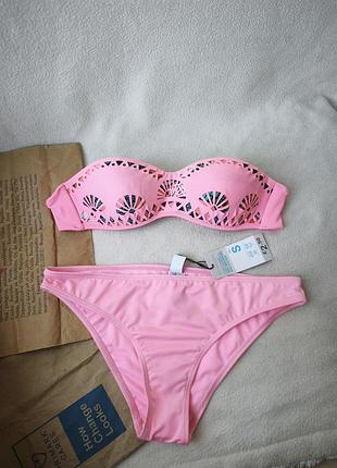 Роздільний купальник бандо на зав'язках primark river island р s/ uk 8