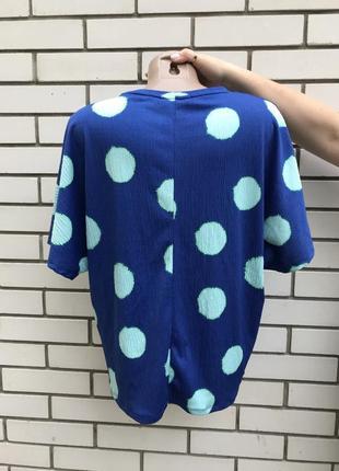 Блузка,трикотаж ткань,футболка асимметричная в горохи ,большой размер, zara7 фото