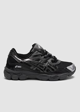 Мужские чёрные кроссовки asics gel nyc black silver х асикс 45