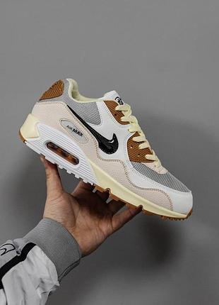 Бежевые кроссовки унисекс nike air max 90 patta white brown х эйр макс 41