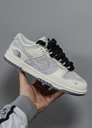 Серые кроссовки унисекс nike sb dunk the north face tnf white grey х данк 41