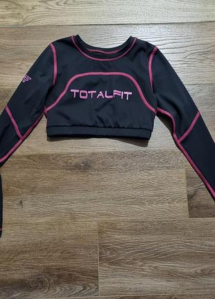 Топ спортивный totalfit. черный размер xs длина 28см, белый s-29 см. плотные