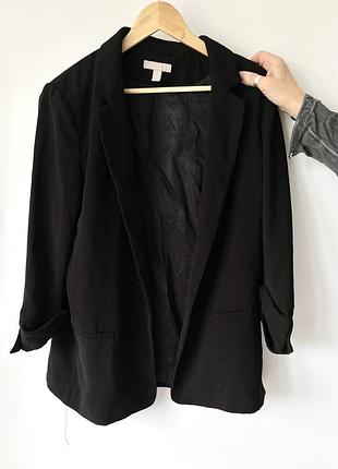 Жіночий піджак чорний l xl довгий hm оверсайз