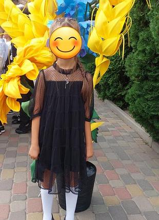 Нарядное школьное черное платье 7-8р.