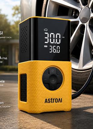 Портативний компресор astroai l7s 150 psi, 4000 маг, цифровий манометр, автостоп, led, 5 режимів, жовтий