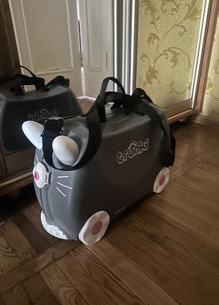 Классный детский чемодан trunki кот benny, валіза, чемодан детский на колесах, чемодан