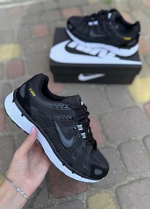 Чоловічі термо кросівки nike p-6000 єврозима чорно-білі