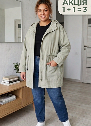 Бавовняна куртка парка asos design батал / зелена куртка хакі оверсайз з капюшоном 52-54 xxl
