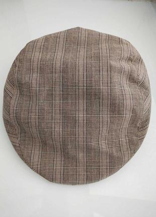 Чоловіча кепка flat cap (хуліганка, реглан) в клітинку з яскравою підкладкою 57 розмір