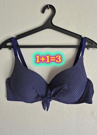 Стильний роздільний купальник у горошок, великий розмір (52-54 / xl-2xl), темно-синій
