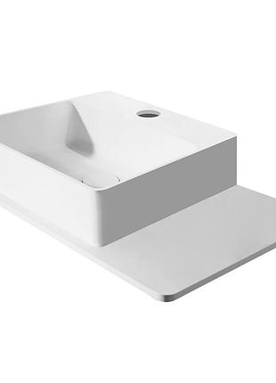 Умивальник 58*37*12,5см підвісний, з поличкою кам'яний solid surface