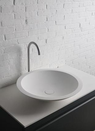 Умивальник 51,5*10,5см накладний кам'яний круглий solid surface