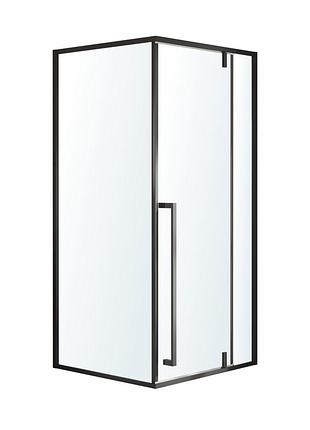 Mora 90-c душевая кабина 90*90*200 см квадратная, дверь распашные, профиль черный матовый, стекло прозрачное