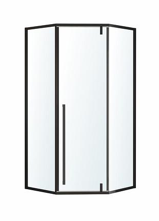 Mora 90-p душевая кабина 90*90*200 см пятиугольная, дверь распашные, профиль черный матовый, стекло прозрачное