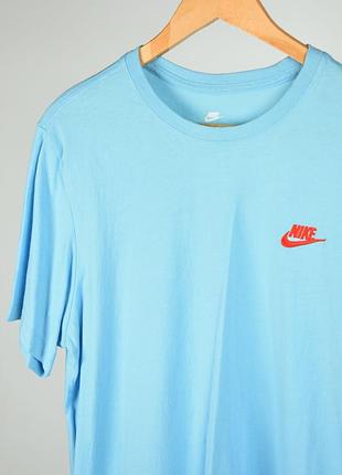 Nike оригінал чоловіча футболка голуба блакитна з вишивкою лого м'яка приємна до тіла розмір l