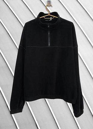 Женская черная флисовая кофта asos 44 xl 2xl 50 52 оригинал асос базовая оверсайз флиска на молнии 1/4 zip с замочком 52