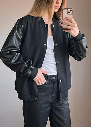 Куртка бомбер вовна шкіра asos