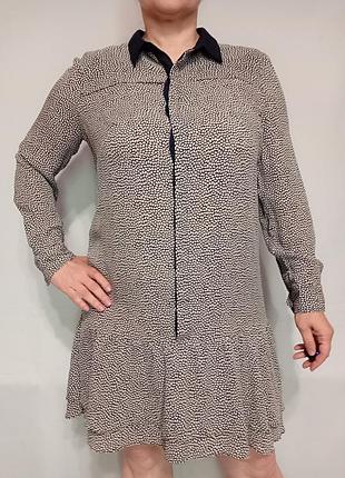 Плаття сорочка до коліні шовкове з воланами розмір l xl недорого