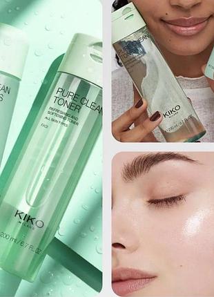 Зволожувальний, пом'якшувальний тонік для обличчя kiko milano new pure clean toner 200ml
