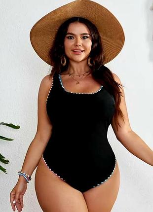 Елегантний  суцільний купальник великого розміру swim shein plus size whip stitch.