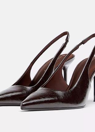Туфли stradivarius без задников на каблуке из искусственной кожи