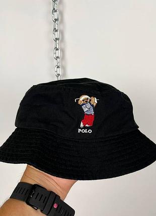 Polo bear ralph lauren летняя черная панама 59см