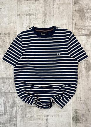 Fred perry футболка в смужку жіноча s-m синьо-біла