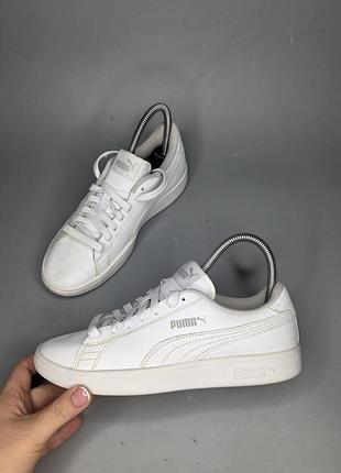 Женские белые кеды puma smash v2