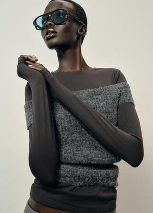 Базовий бавовняний лонгслів  zara