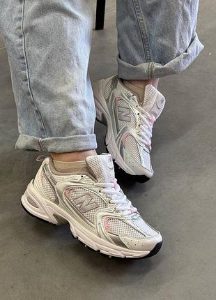 New balance 530 white silver pink