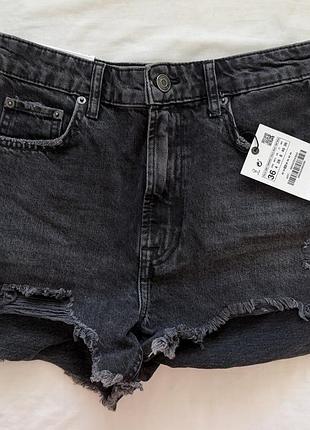 Чорні джинсові шорти zara