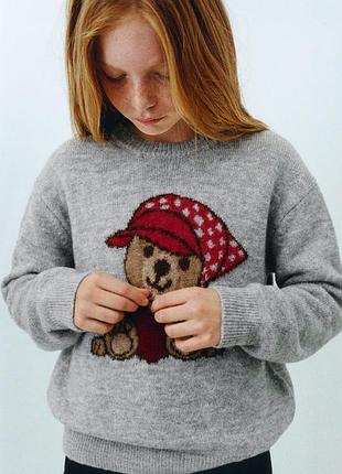 Свитер zara 164 13-14 лет с мишкой