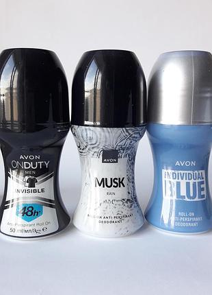 Набір чоловічих дезодорантів для тіла, 3 шт по 50 мл, avon, кульковий дезодорант ейвон