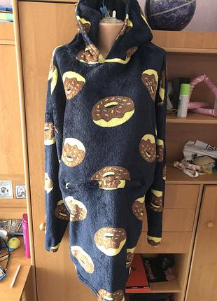 Меховушка, плюшева туника, довга, кофта, худи, xl. primark. слип, пижама