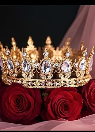Золотая корона для торта на празднование дня рождения,вич-вечера,подружки невесты или карнавального праздника, диаметр 12,см