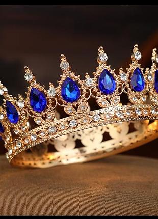 Золота корона для торту на святкування дня народження,дівич-вечора,подружки нареченої чи карнавального свята, діаметр 12,5см