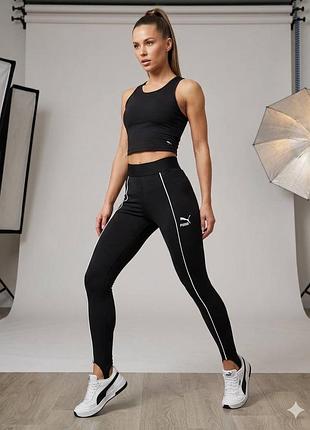 Чорні спортивні лосини зі штрипками від puma лосины оригінал легінси