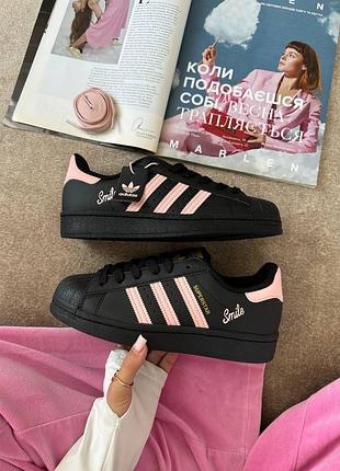 Кросівки жіночі adidas superstar smile black pink