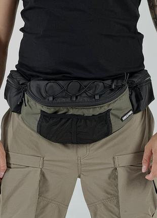 Сумка поясная shrapnel raiderpro gen.2 black-khaki, бананка черная-хаки