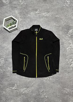 Фліс jack wolfskin оригінал чорна кофта джек вольфскін флісова куртка олімпійка на замку зіпка