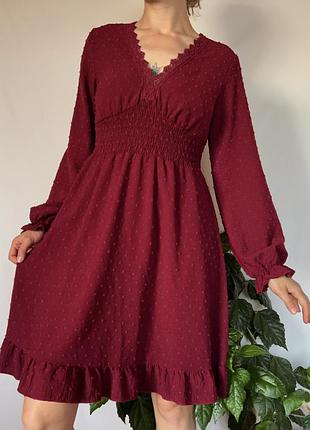 Сукня burgundy swiss dot dress