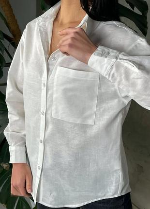 Белая льняная рубашка zara