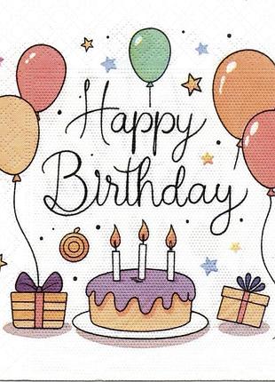 Серветки сервірувальні "happy birthday кульки" 20 шт./пач.