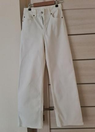 Джинсы женские белые h&amp;m, прямые, размер 34