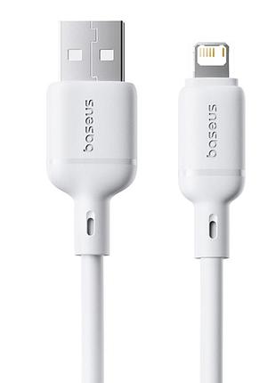 Дата кабель baseus silky series os fast charging usb to lightning 2.4a (1m) (p1037770) moon white