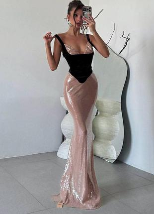 Распродажа платье prettylittlething plt label сияющая с контрастными велюровыми деталями