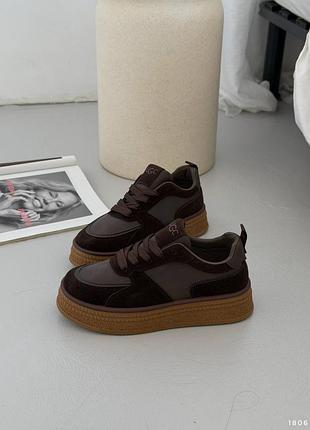 Кросівки на платформі в шоколадному кольорі